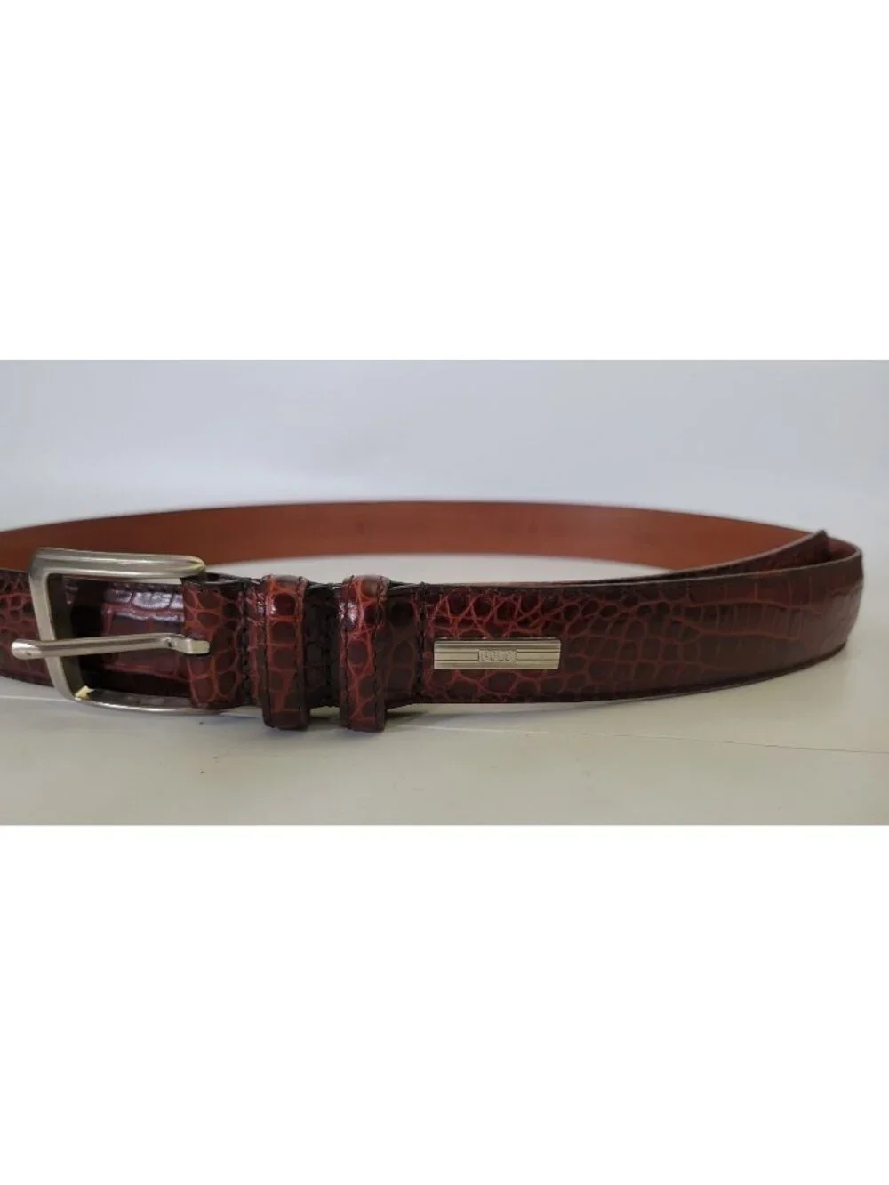 Vtg Made in USA Polo Ralph Lauren Alligator Crocodile Print Leather Belt Sz 36